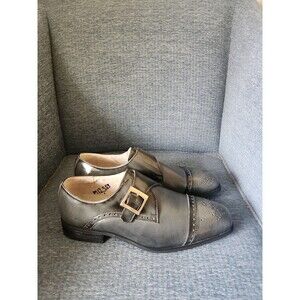 Giorgio Venturi Men's Gray Italian Leather Loafers w/ Toe Caps Size 8.5